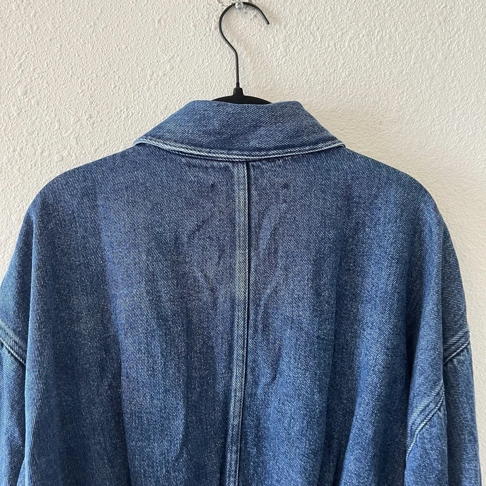 J. Crew Women's Denim Bomber Jacket Size Medium Drapey Denim Cropped Classic - Picture 7 of 13